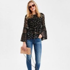 2/$35 Floral Bell-Sleeve Smocked Blouse